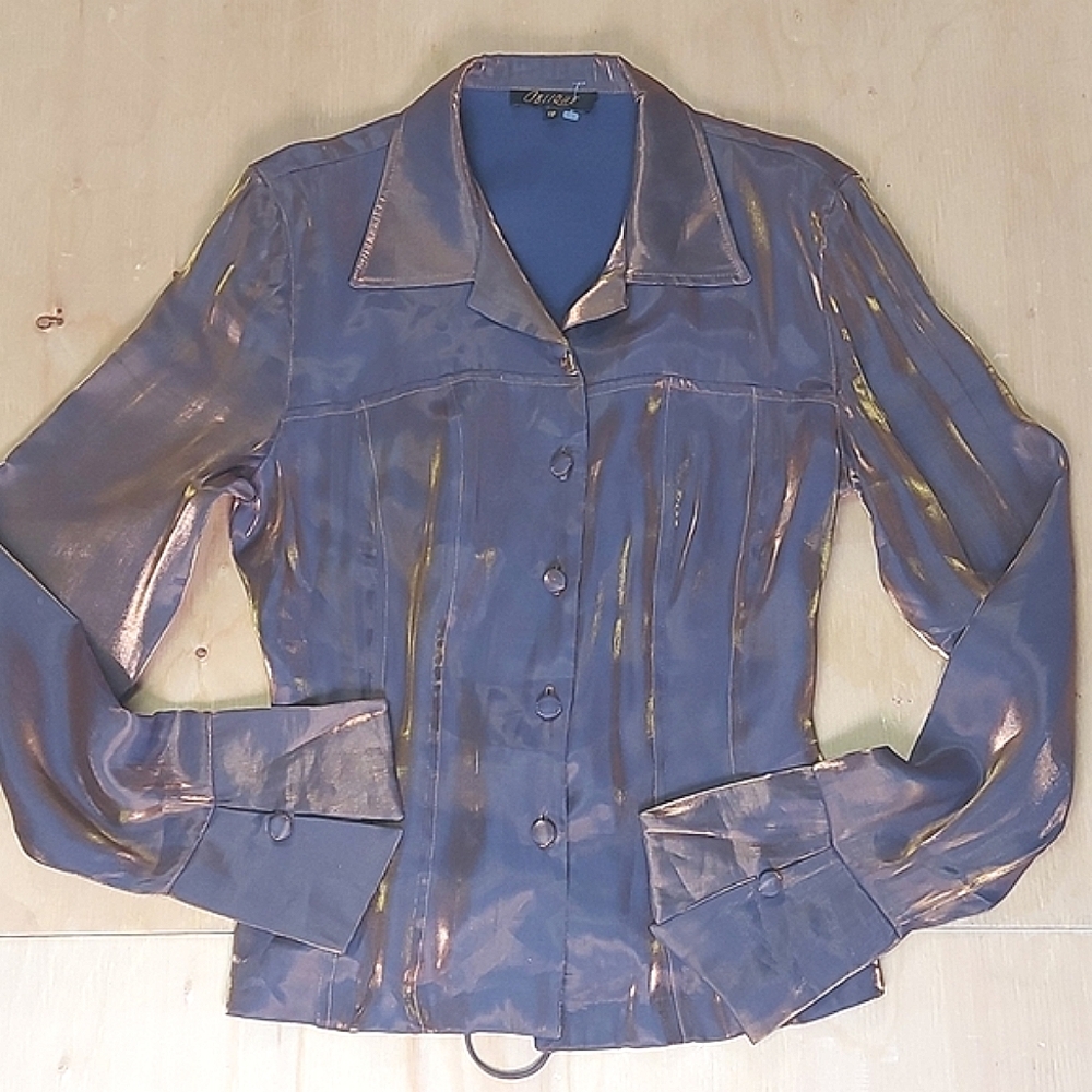 Oblique Brand Bronze Blouse with Laced Back, Size 12 - Picture 16 of 16